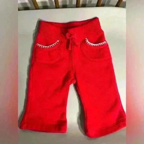 Gap baby girl wide leg red sweatpants bow and stitching pocket detail no flaws - Picture 1 of 2